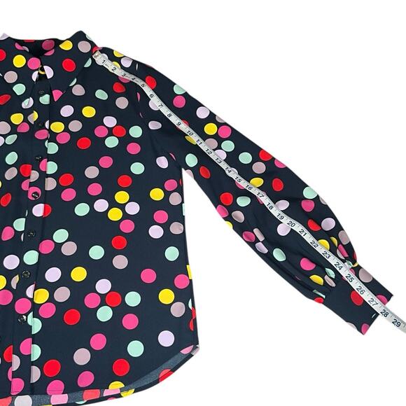 Halogen x Atlantic-Pacific Multicolor Polka Dot Button-Up Blouse Size Small NWOT - Picture 9 of 10